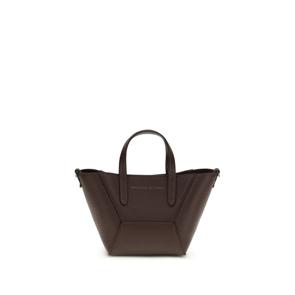 Brunello Cucinelli Schultertasche Bos Taurus aus bordeauxrotem Kalbsleder