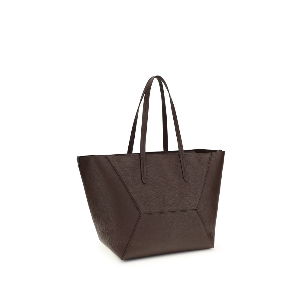 Brunello Cucinelli Braune Kalbsleder Bos Taurus Schultertasche