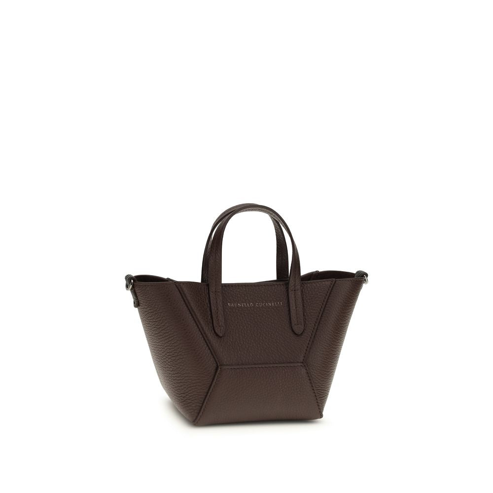 Brunello Cucinelli Schultertasche Bos Taurus aus bordeauxrotem Kalbsleder