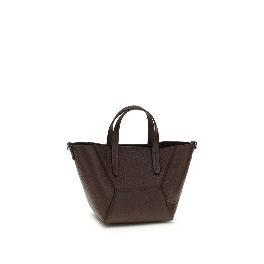 Brunello Cucinelli Schultertasche Bos Taurus aus bordeauxrotem Kalbsleder