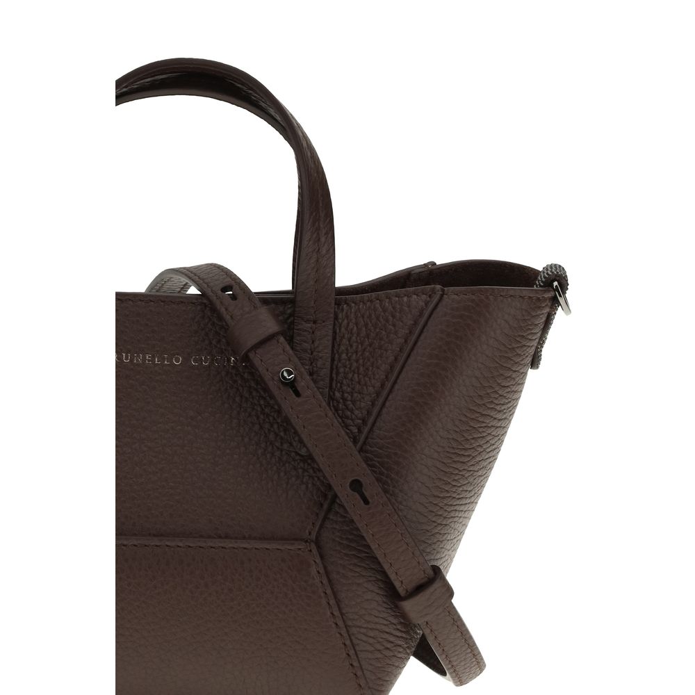 Brunello Cucinelli Schultertasche Bos Taurus aus bordeauxrotem Kalbsleder