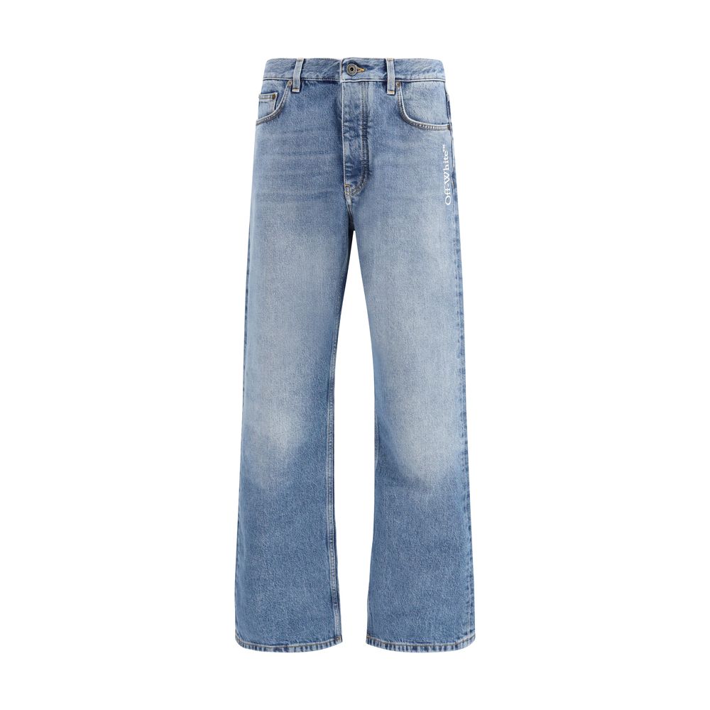 Off-White Blaue Baumwolljeans im Relaxed Fit