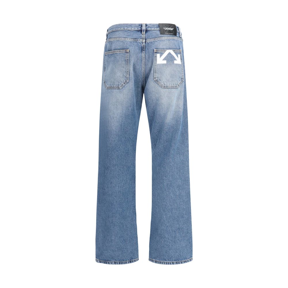 Off-White Blaue Baumwolljeans im Relaxed Fit
