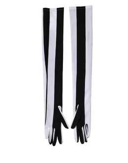 Dolce & Gabbana Schwarze und weiße gestreifte Nylon-Ellenbogenhandschuhe für Damen