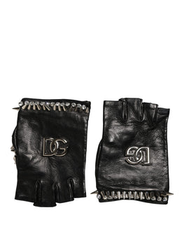 Dolce & Gabbana Damen-Fäustlinge Schwarz mit Verzierungen, Handgelenklänge