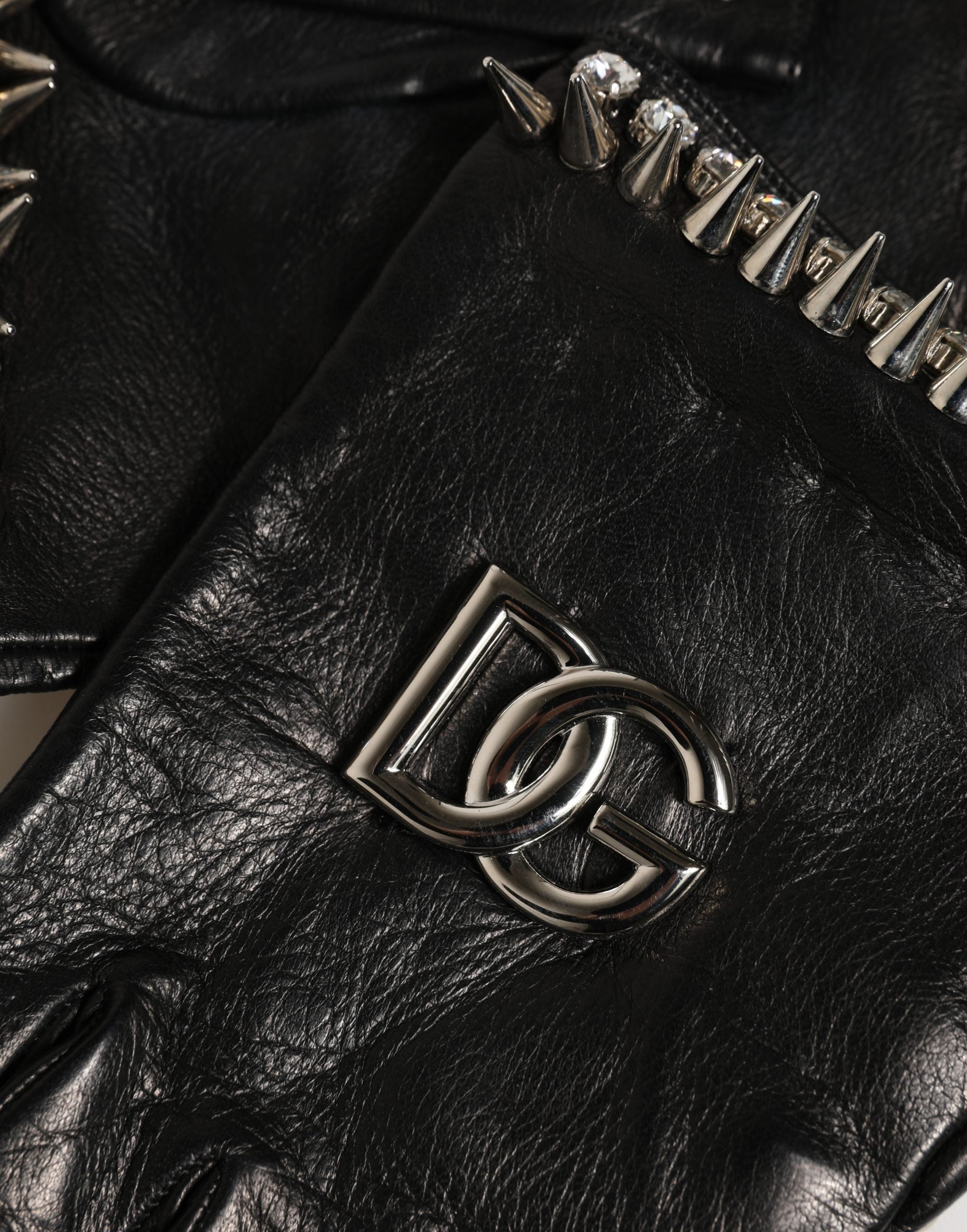 Dolce & Gabbana Damen-Fäustlinge Schwarz mit Verzierungen, Handgelenklänge