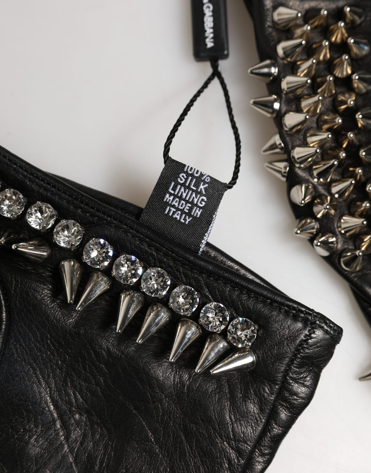 Dolce & Gabbana Damen-Fäustlinge Schwarz mit Verzierungen, Handgelenklänge