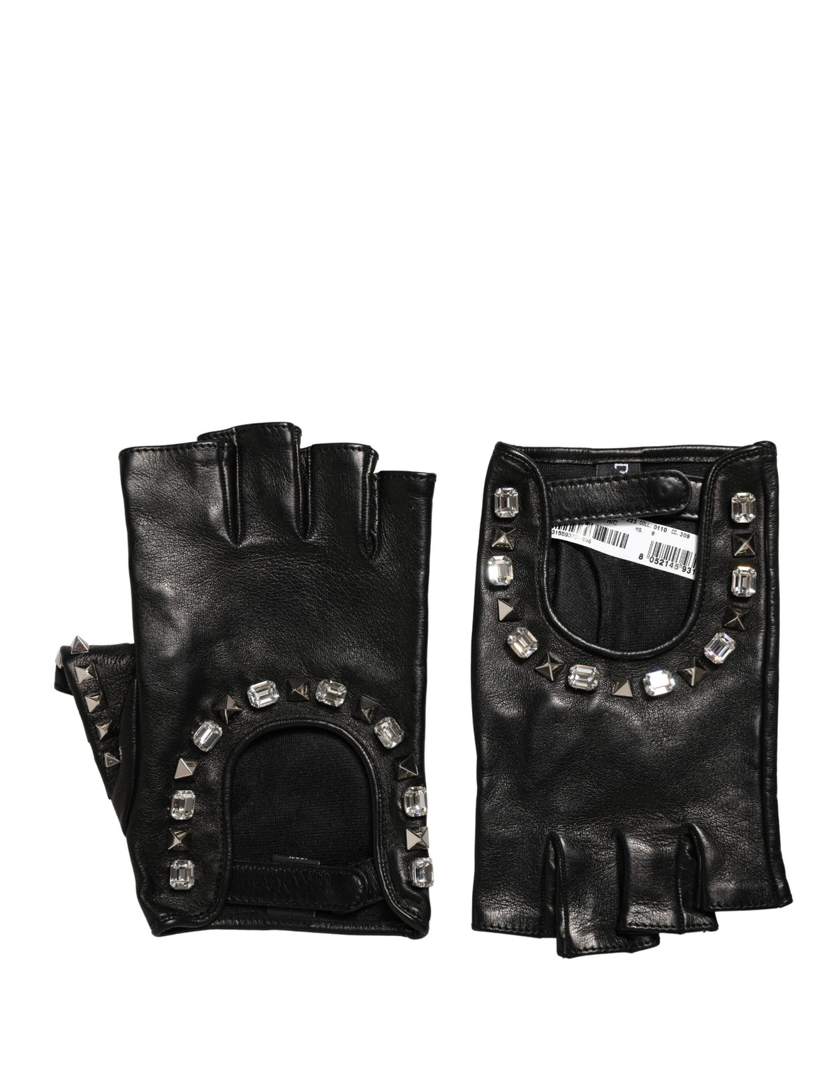 Dolce & Gabbana Schwarze bestickte Fausthandschuhe für Damen, Handgelenklänge