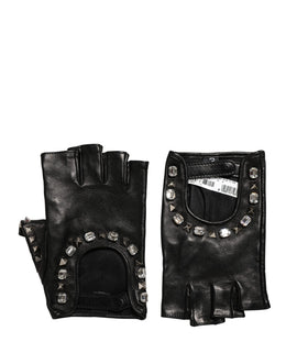 Dolce & Gabbana Schwarze bestickte Fausthandschuhe für Damen, Handgelenklänge
