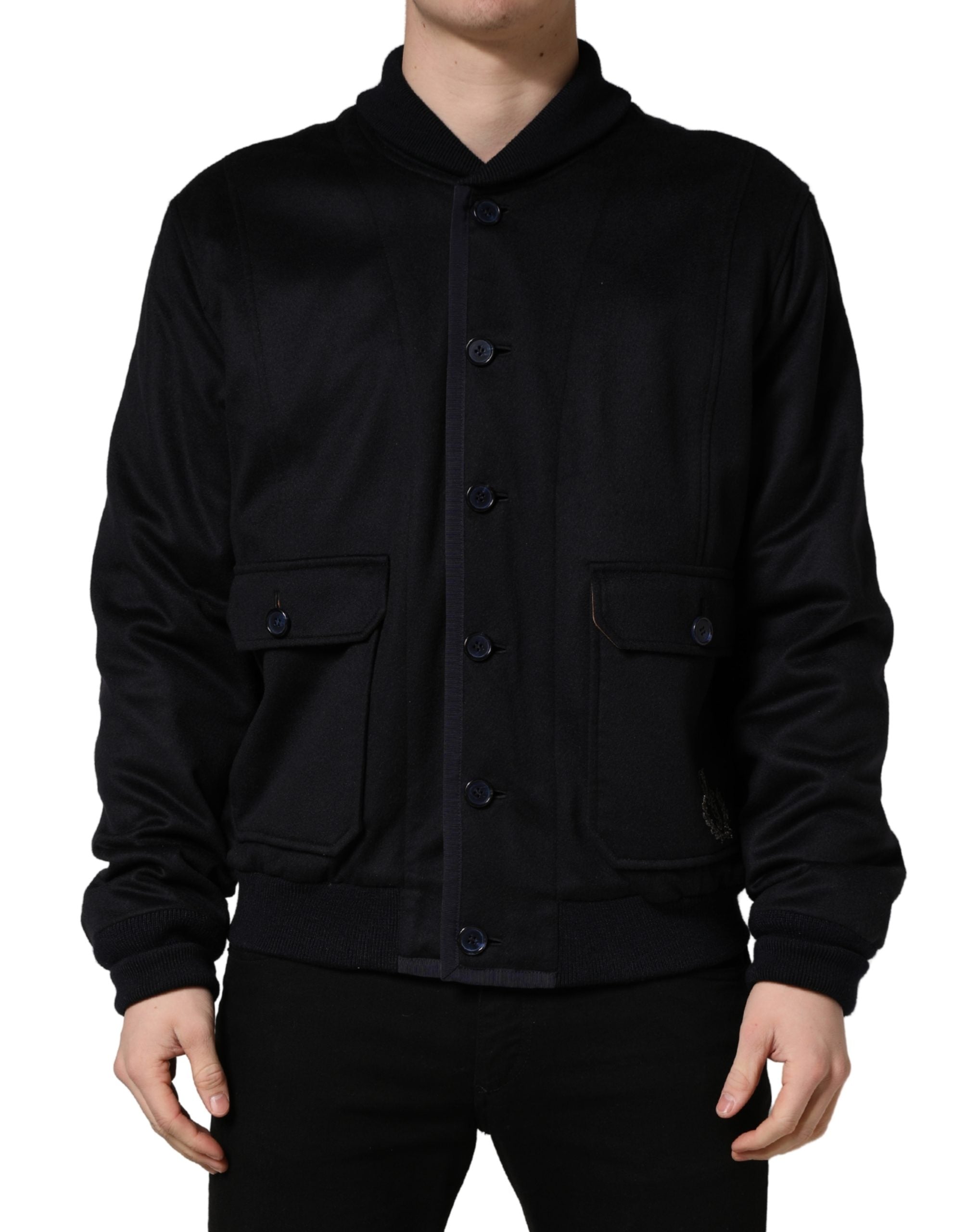 Dolce & Gabbana Schwarze Strickjacke aus Kaschmir mit Knöpfen