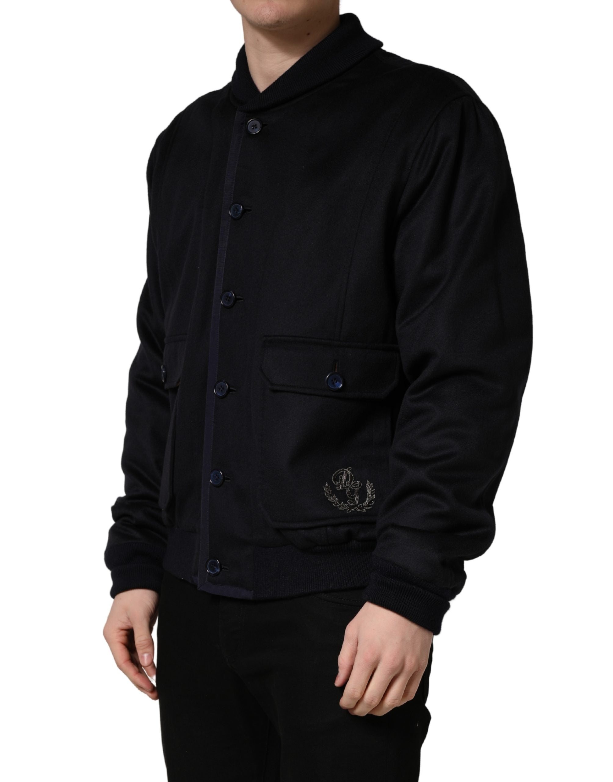 Dolce & Gabbana Schwarze Strickjacke aus Kaschmir mit Knöpfen
