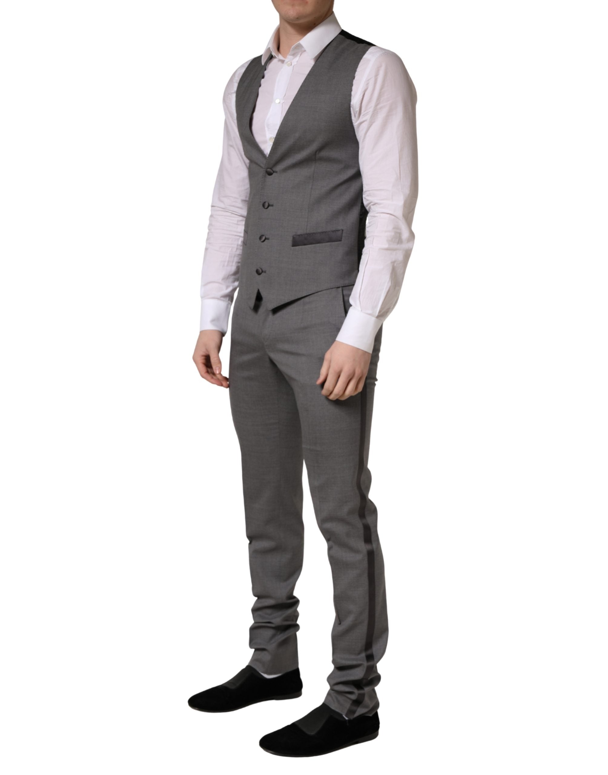 Dolce & Gabbana Grauer Woll-Anzug im 3-teiligen Design mit einem Knopf