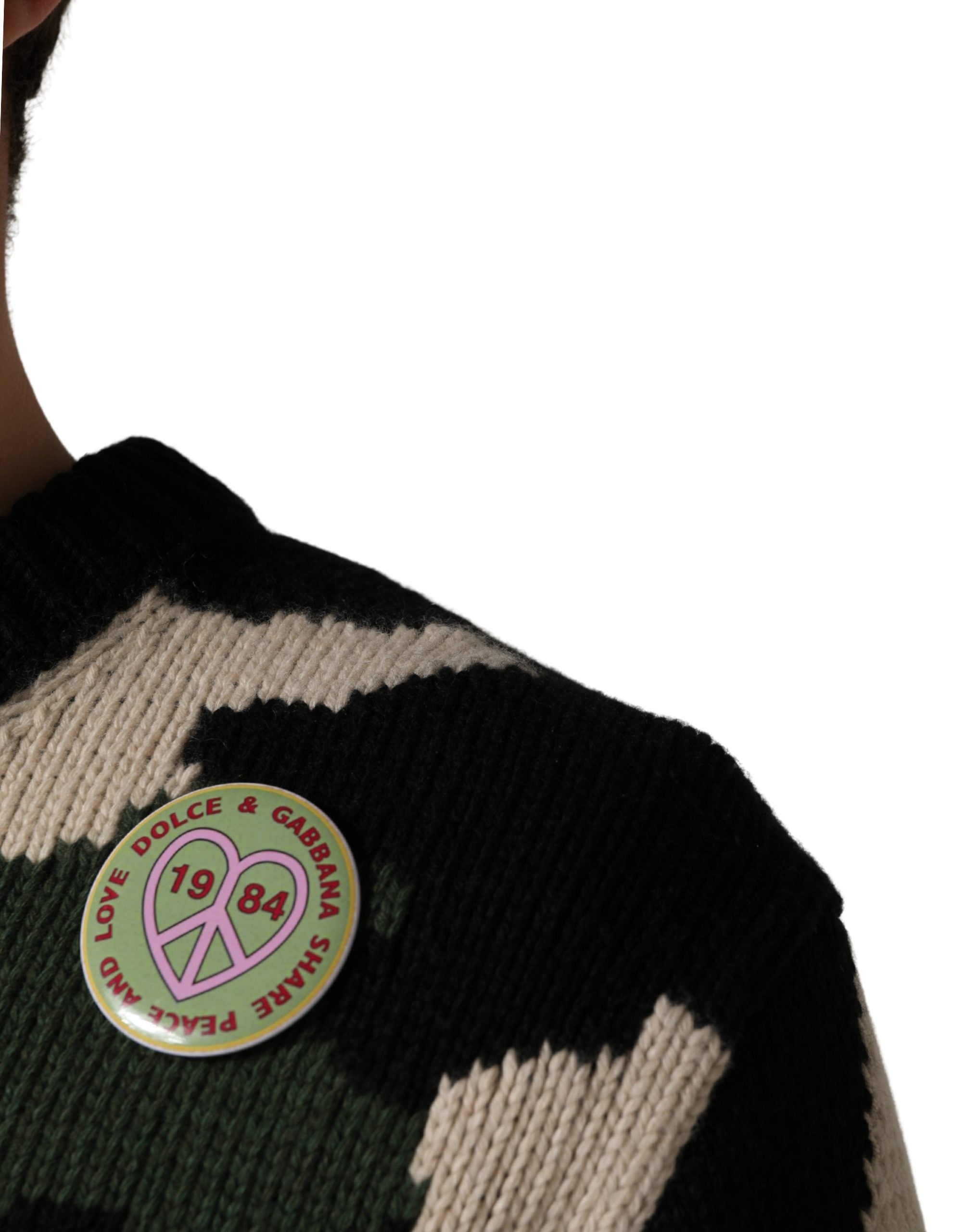 Dolce & Gabbana Pullover-Pullover aus mehrfarbigem Intarsienstrick mit Camouflage-Muster