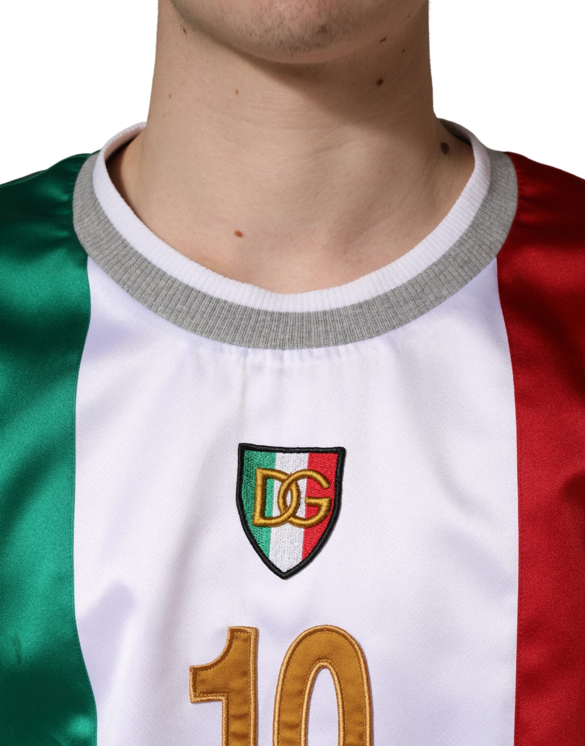 Dolce & Gabbana Mehrfarbiges Italia DG Logo Satin-Tanktop