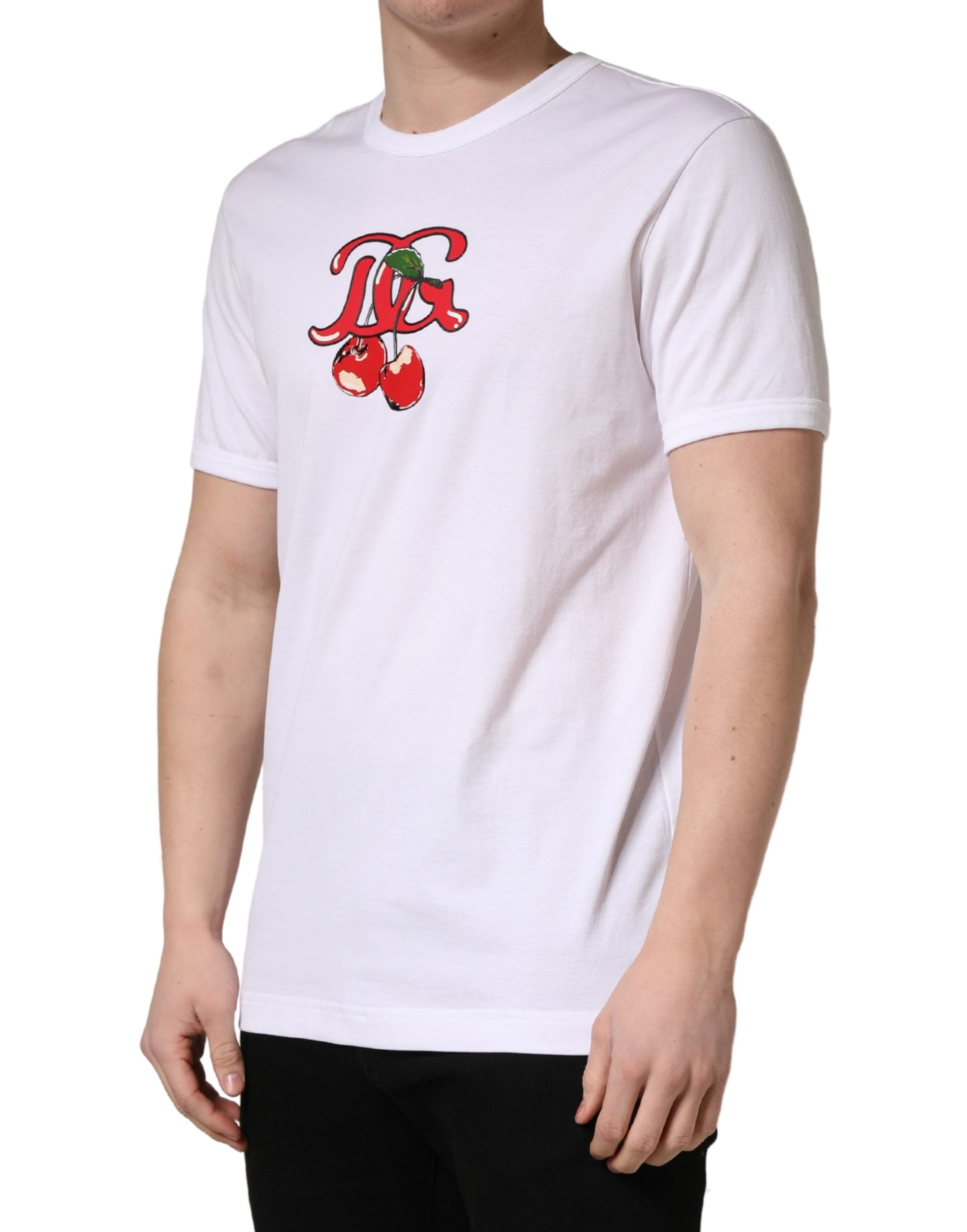 Dolce & Gabbana Weißes DG Cherries Baumwoll-Rundhals-T-Shirt