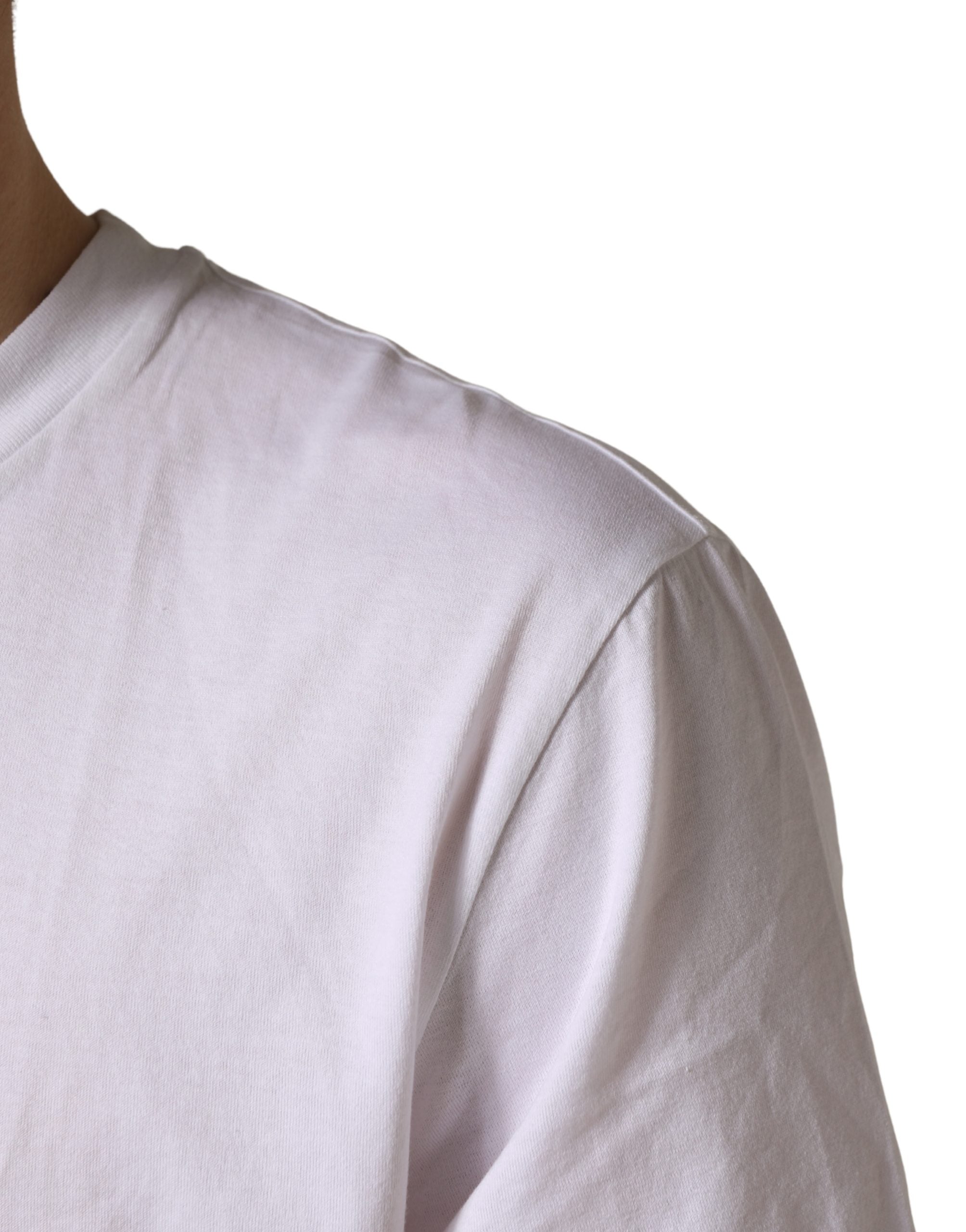 Dolce & Gabbana Weißes Barcode Baumwoll-T-Shirt mit Rundhalsausschnitt für Herren