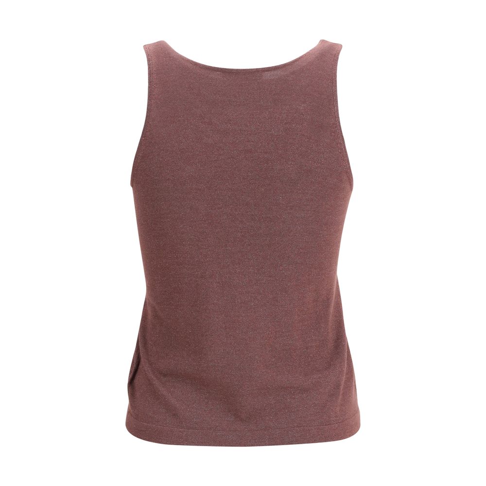 Brunello Cucinelli Ärmelloses Bordeaux-Kaschmir-T-Shirt