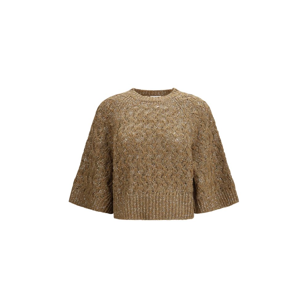 Brunello Cucinelli Beige Seiden-Sweatshirt