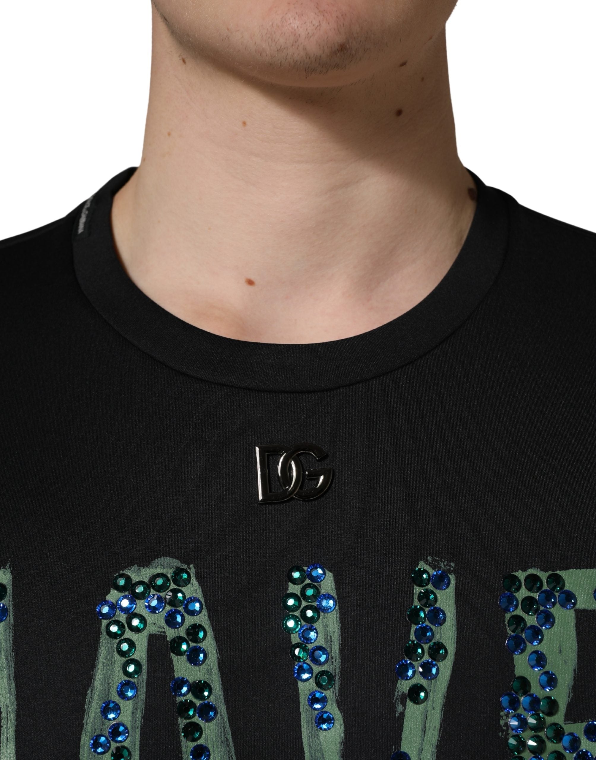 Dolce & Gabbana Schwarzes T-Shirt mit „Have Fun“-Aufdruck und Rundhalsausschnitt