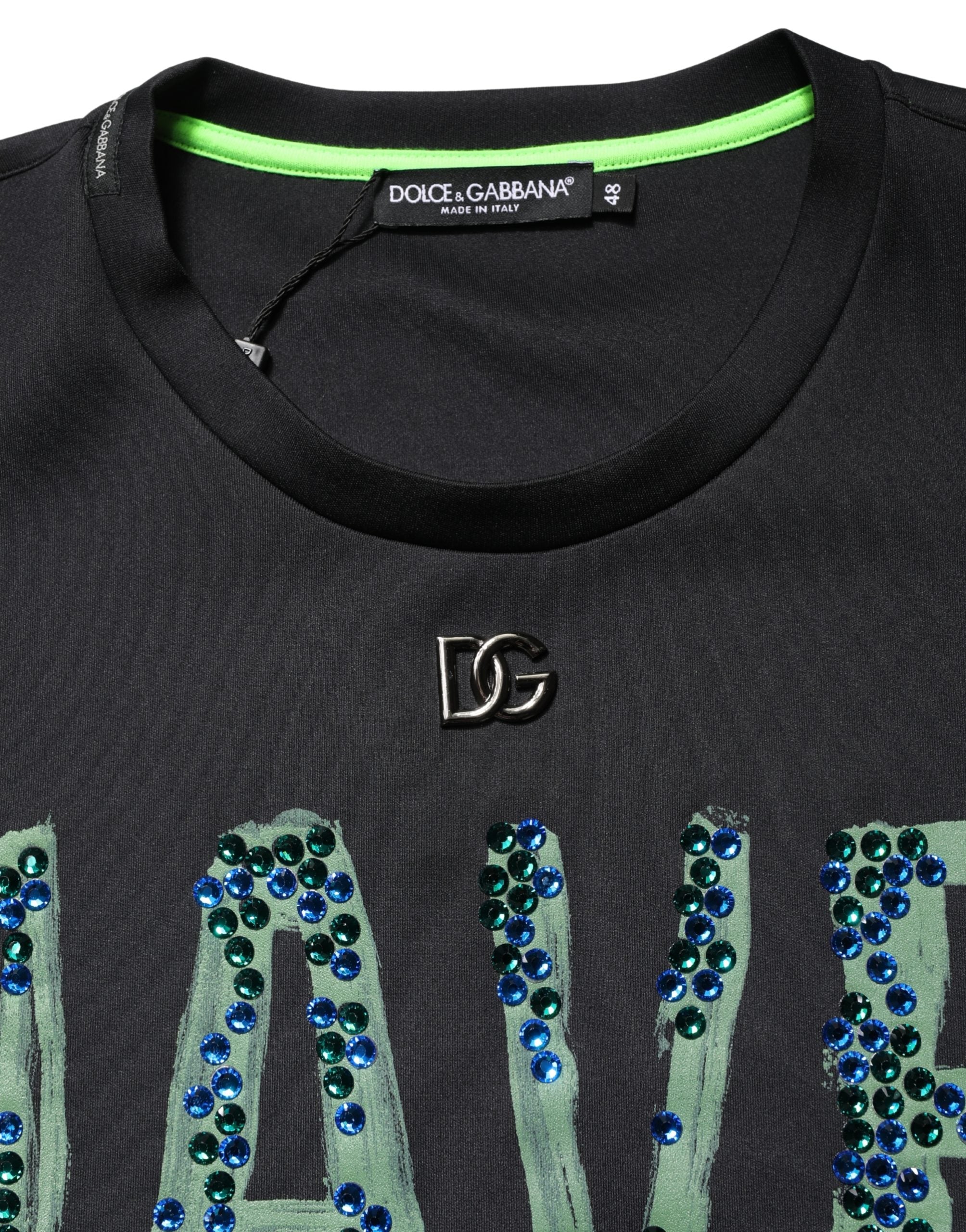 Dolce & Gabbana Schwarzes T-Shirt mit „Have Fun“-Aufdruck und Rundhalsausschnitt