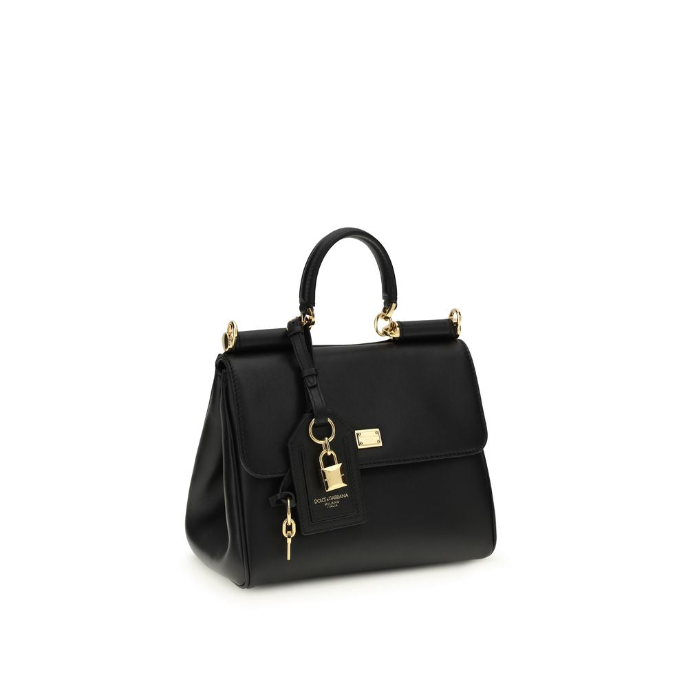 Dolce & Gabbana Schwarze Bos Taurus Kalbsleder Schultertasche