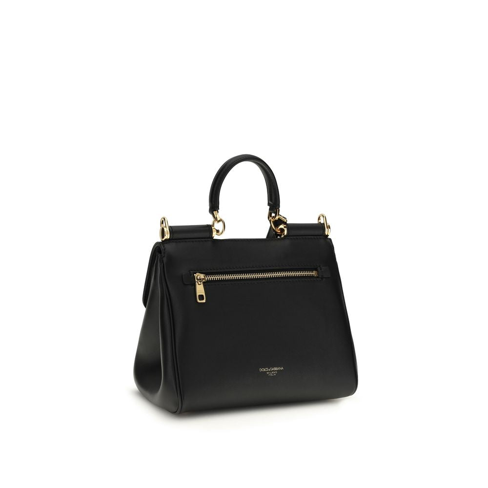 Dolce & Gabbana Schwarze Bos Taurus Kalbsleder Schultertasche