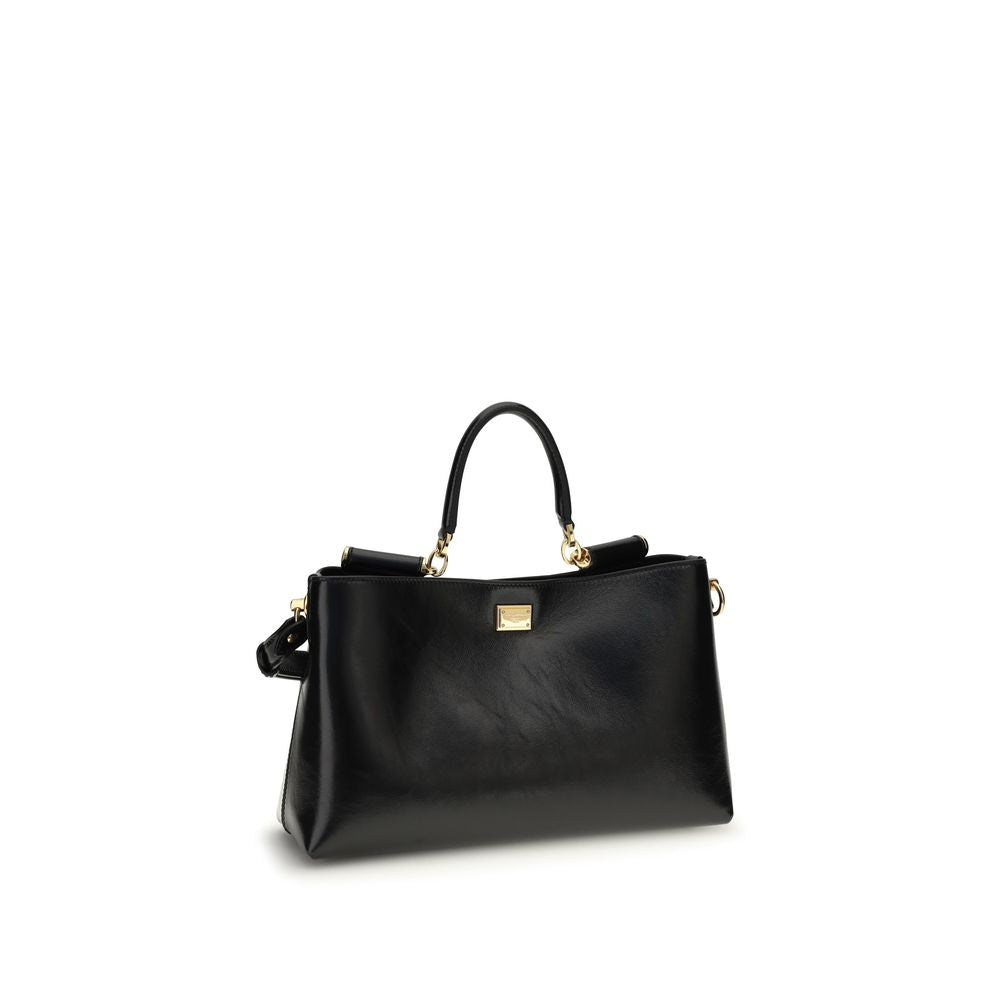 Dolce & Gabbana Schwarze Bos Taurus Kalbsleder Schultertasche
