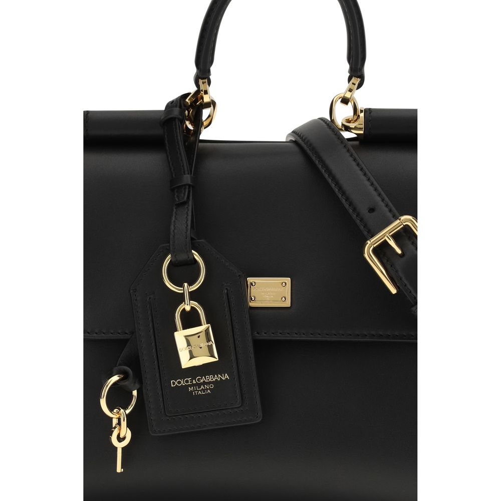 Dolce & Gabbana Schwarze Bos Taurus Kalbsleder Schultertasche