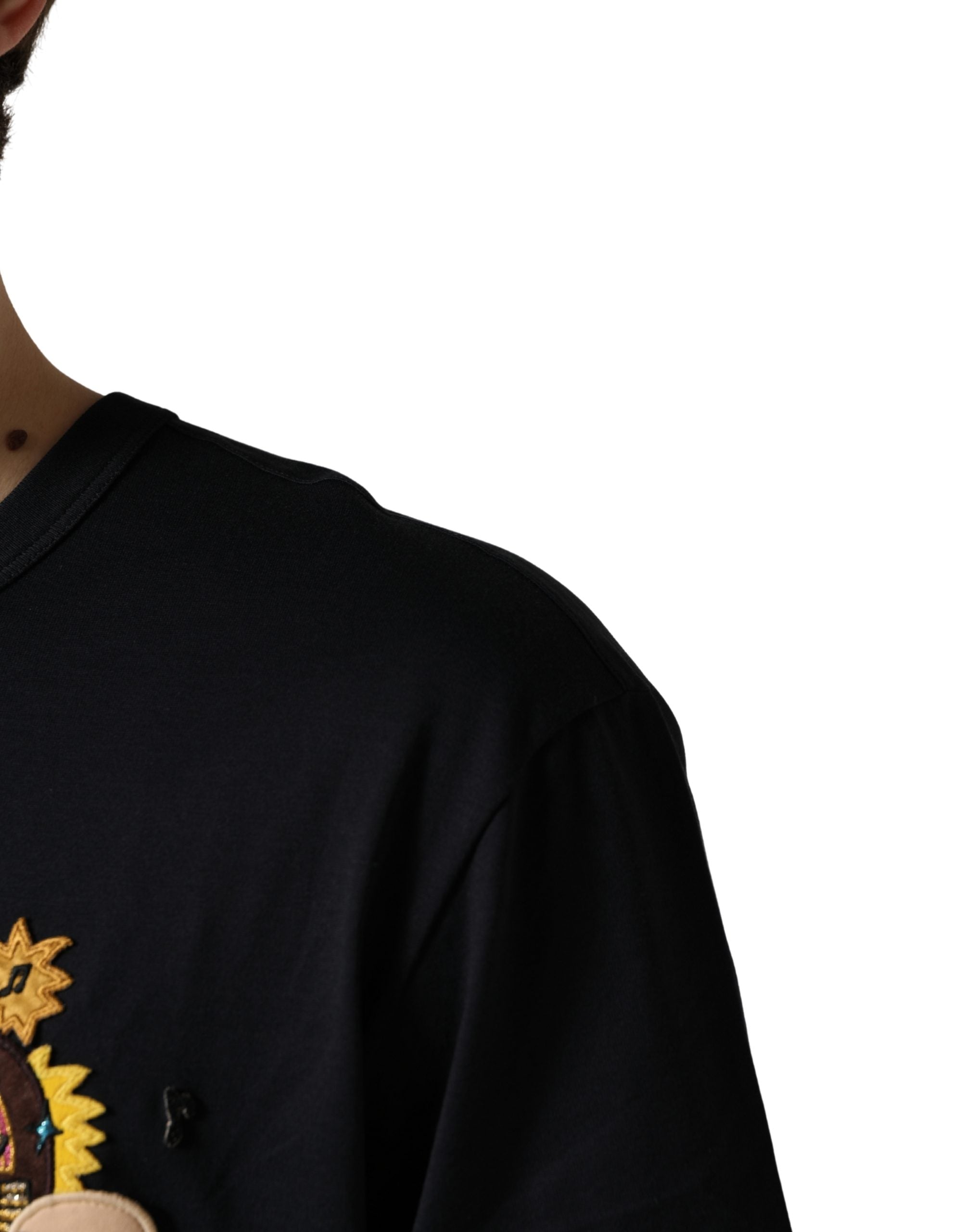 Dolce & Gabbana Schwarzes #DGFAMILY Patch Herren Rundhals-T-Shirt