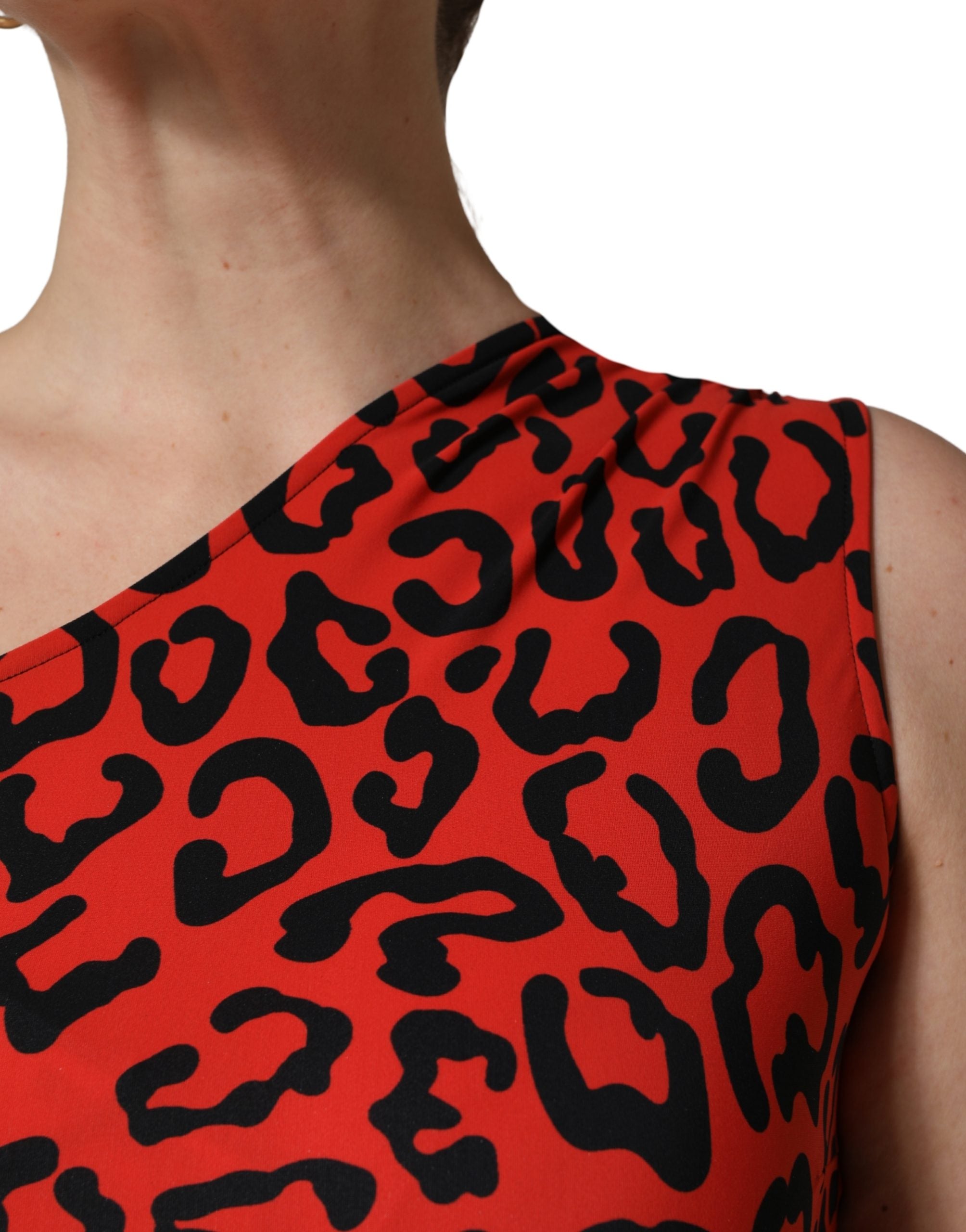 Dolce & Gabbana Jumpsuit aus schwarzem Nylon mit Leopardenmuster