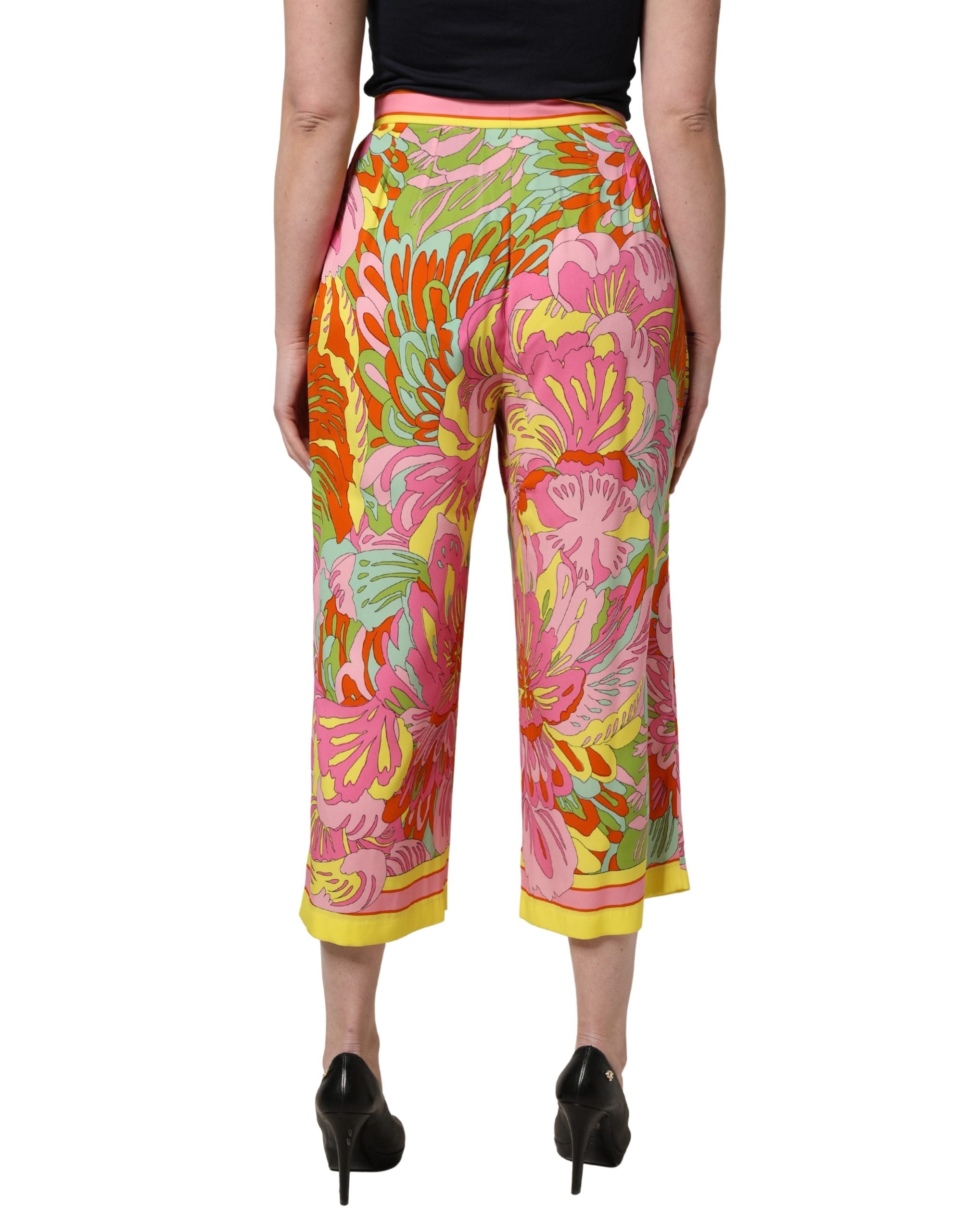 Dolce & Gabbana Mehrfarbige Cropped Hose mit Blumenprint