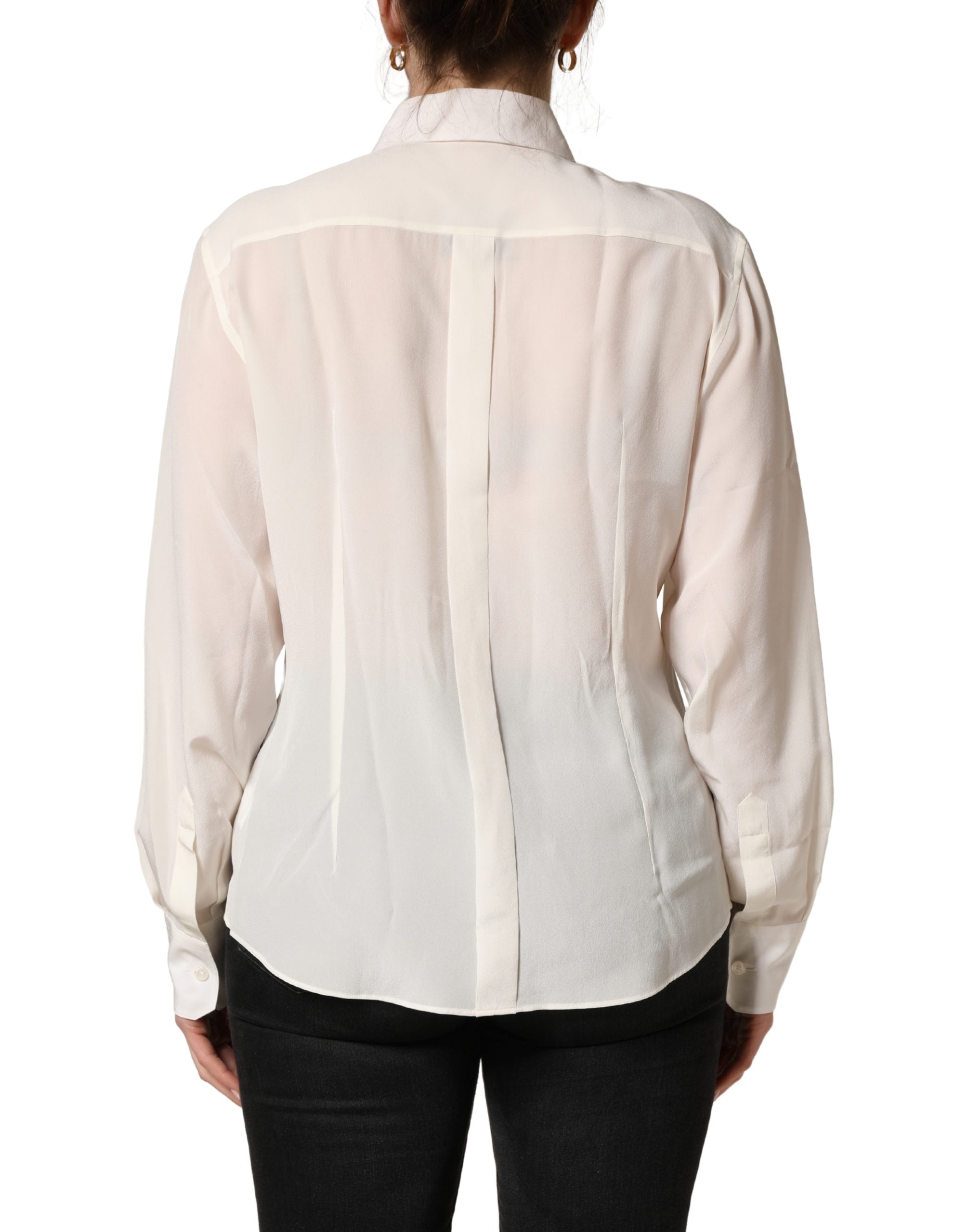 Dolce & Gabbana Weiße Bluse mit Kragen und langen Ärmeln