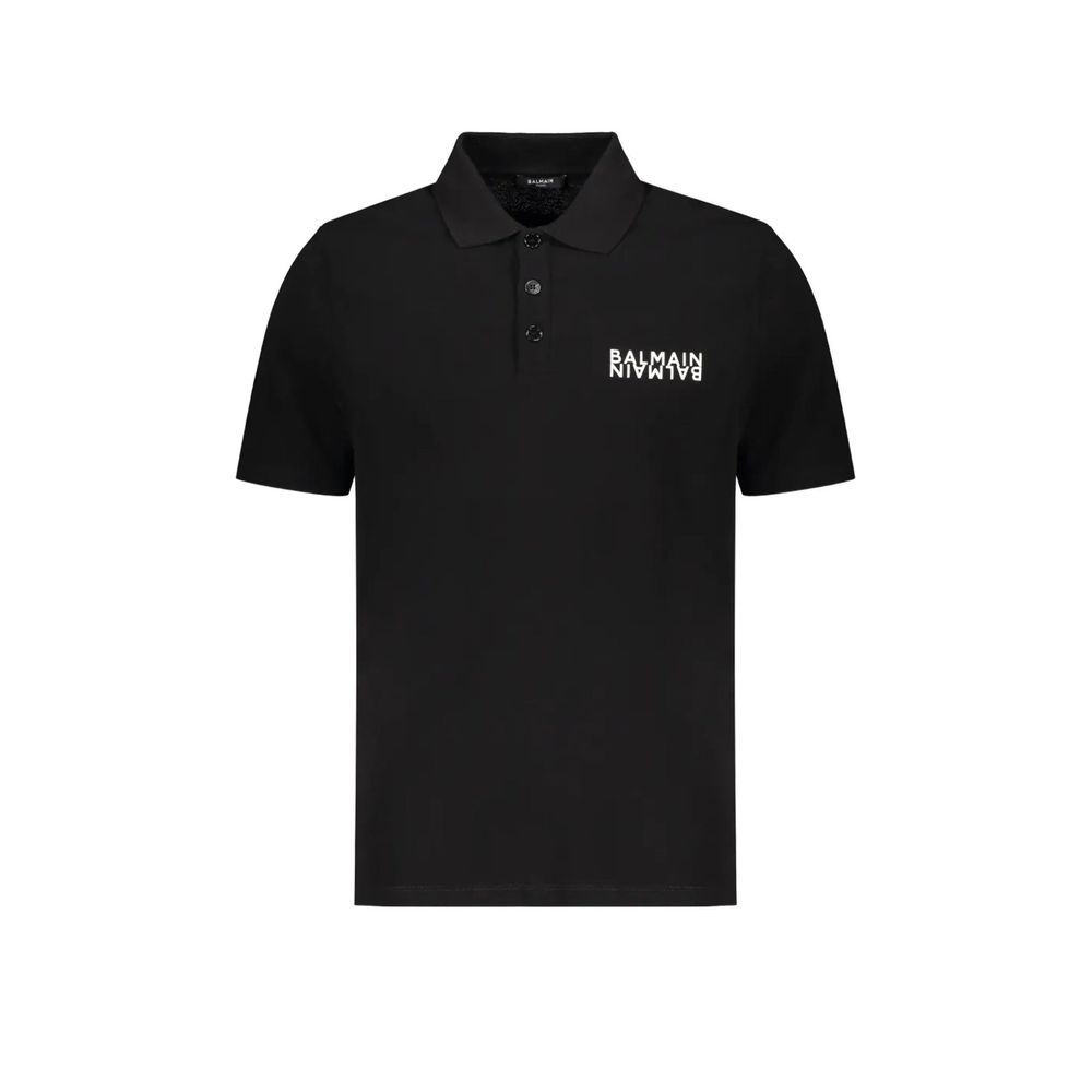 Balmain Schwarzes Baumwoll-Poloshirt