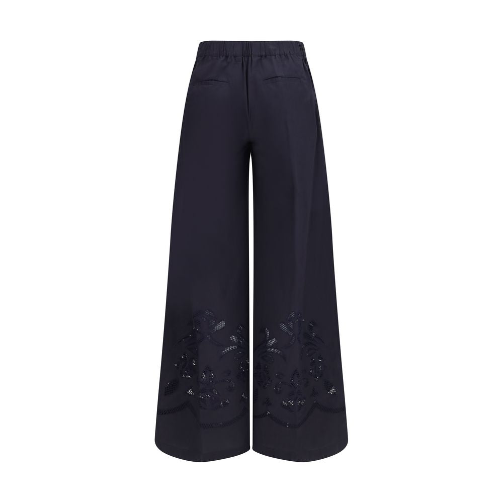 Forte_Forte Blaue Baumwoll-Freizeithose