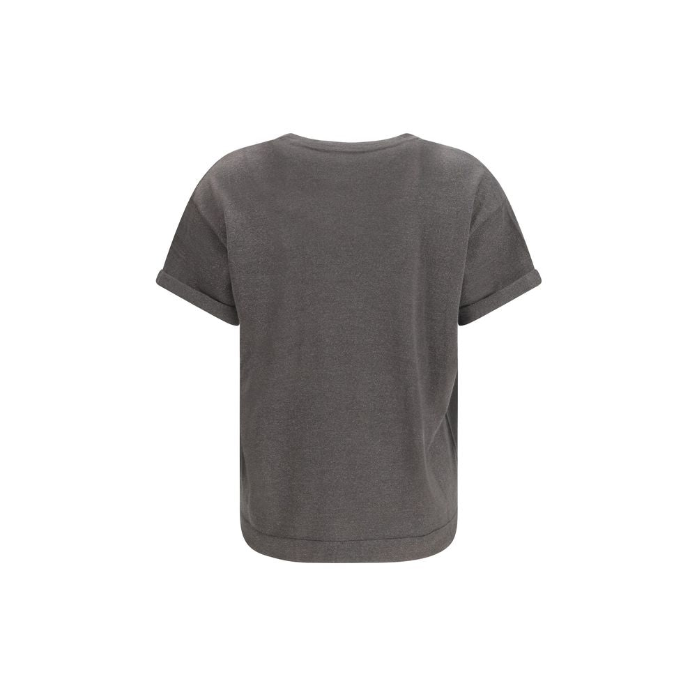 Brunello Cucinelli Graues T-Shirt aus Nylon