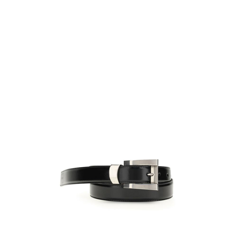 Versace Schwarzer Kalbsleder Bos Taurus Regular Gürtel