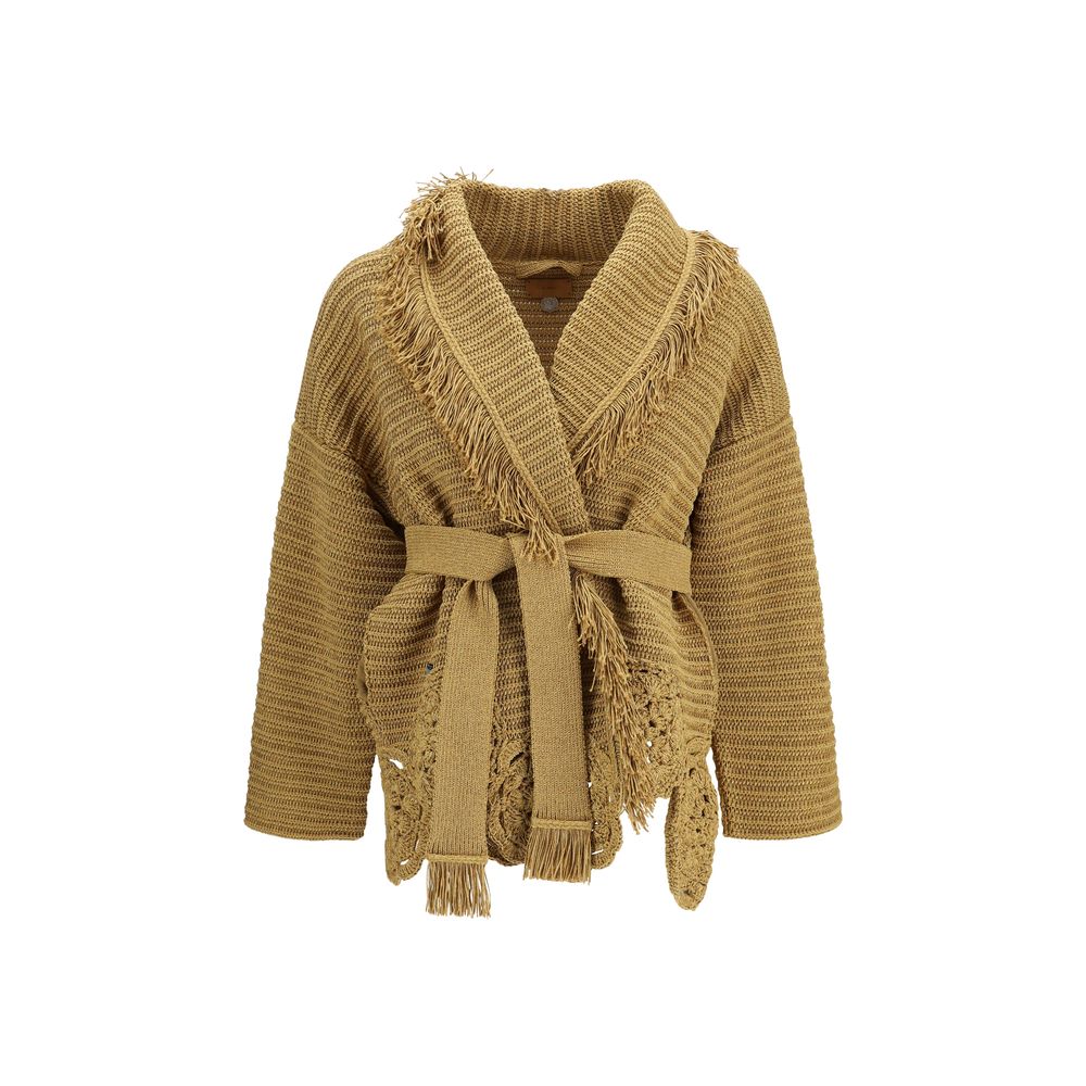 Alanui Goldfarbener Cardigan aus Polyester