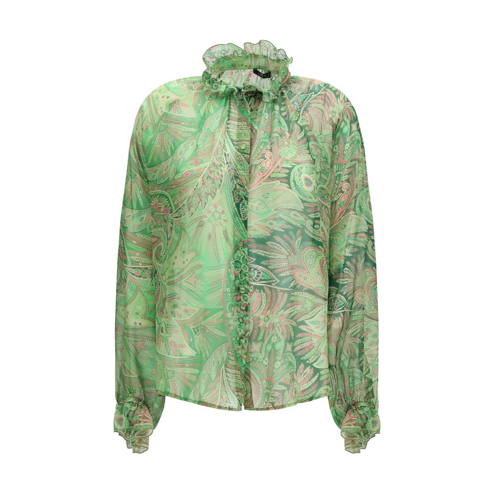 Etro Zweifarbige Seidenmuster-Bluse
