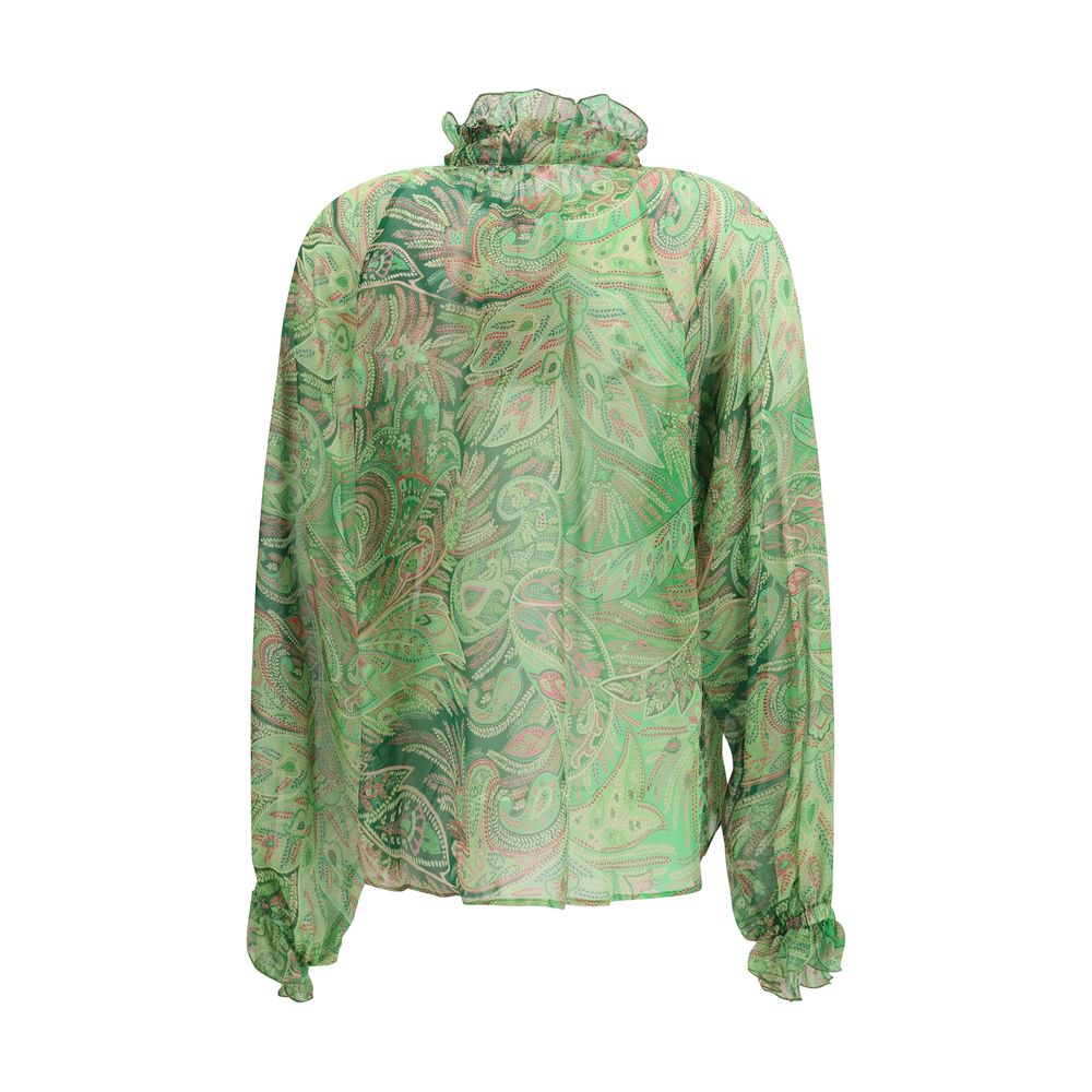 Etro Zweifarbige Seidenmuster-Bluse