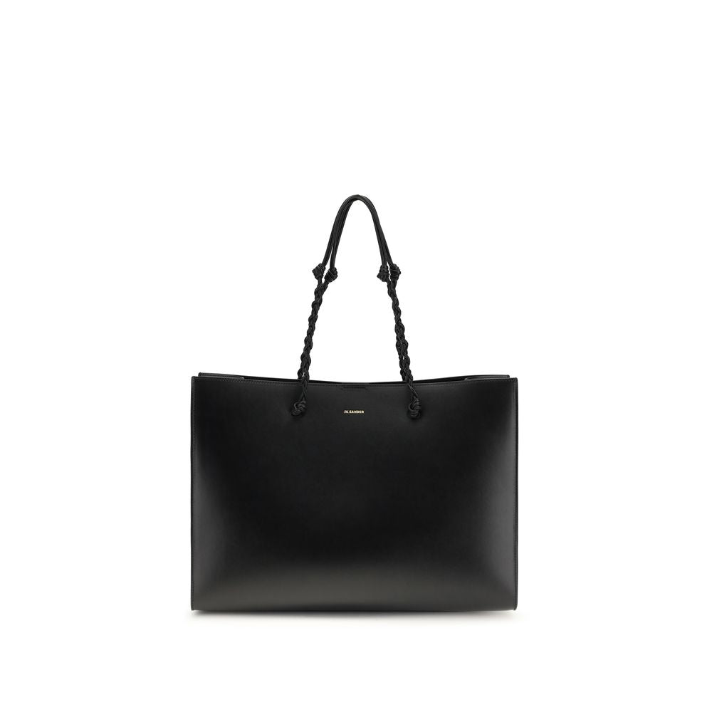 Jil Sander Schwarze Bos Taurus Kalbsleder Schultertasche
