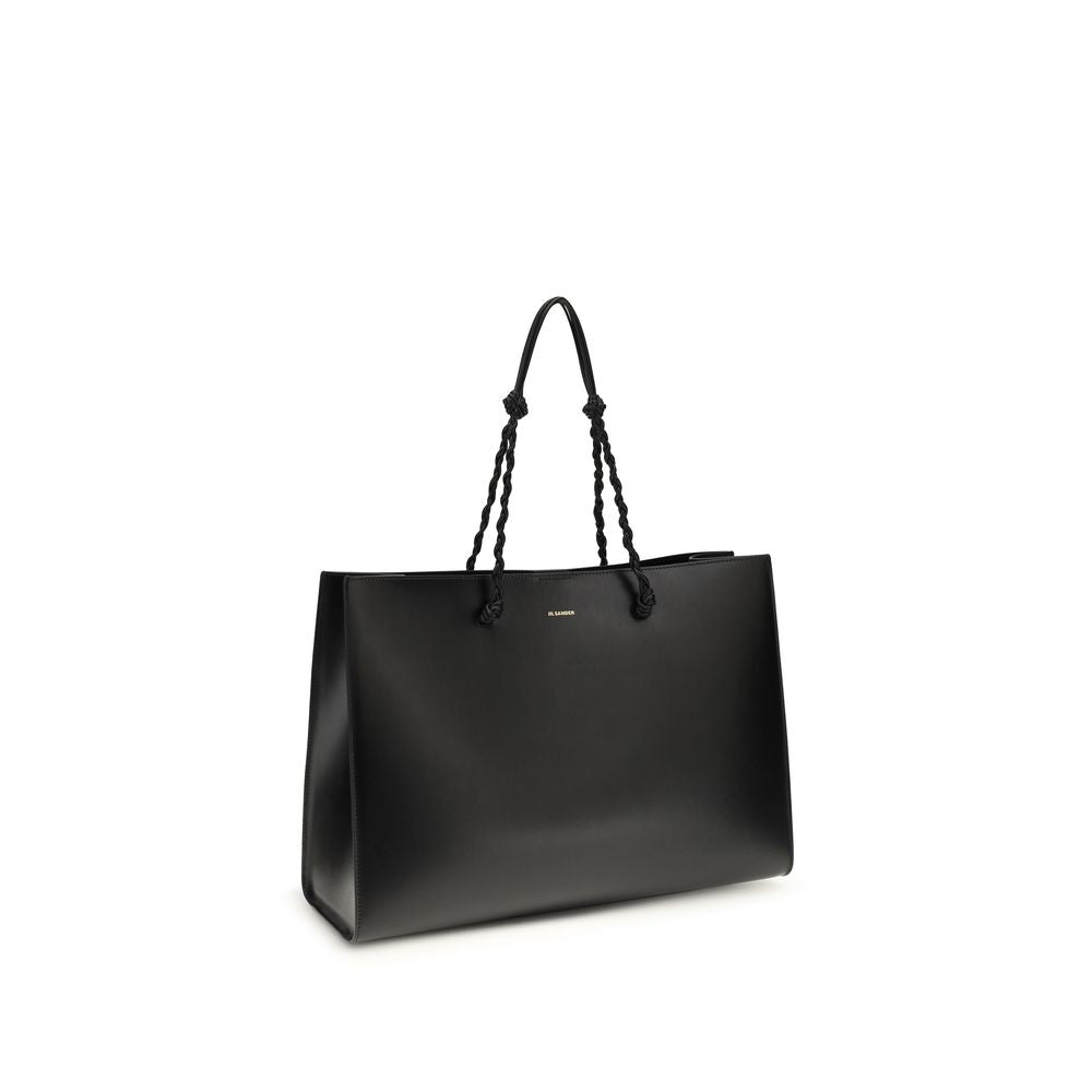 Jil Sander Schwarze Bos Taurus Kalbsleder Schultertasche