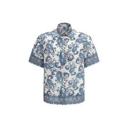 Etro Blaues Baumwollhemd mit Muster