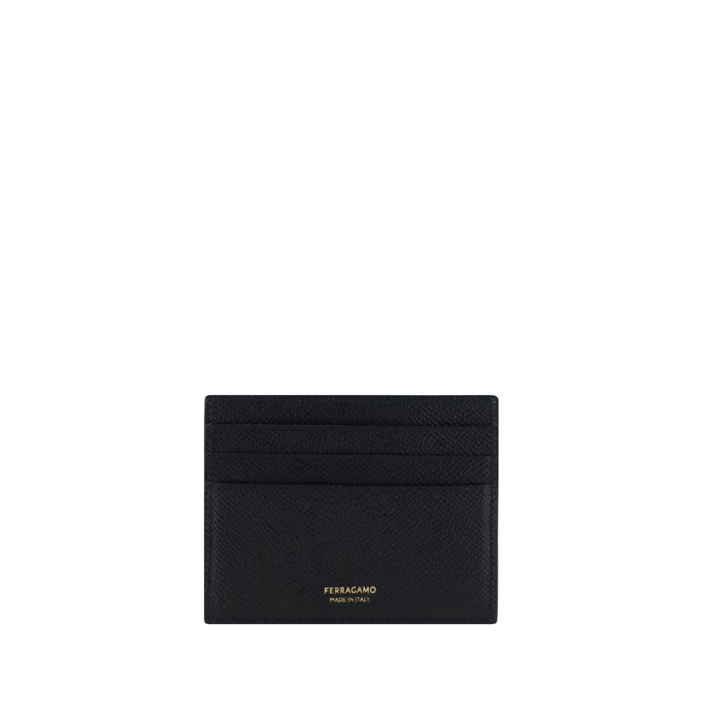 Ferragamo Schwarzes Kalbsleder Bos Taurus Portemonnaie