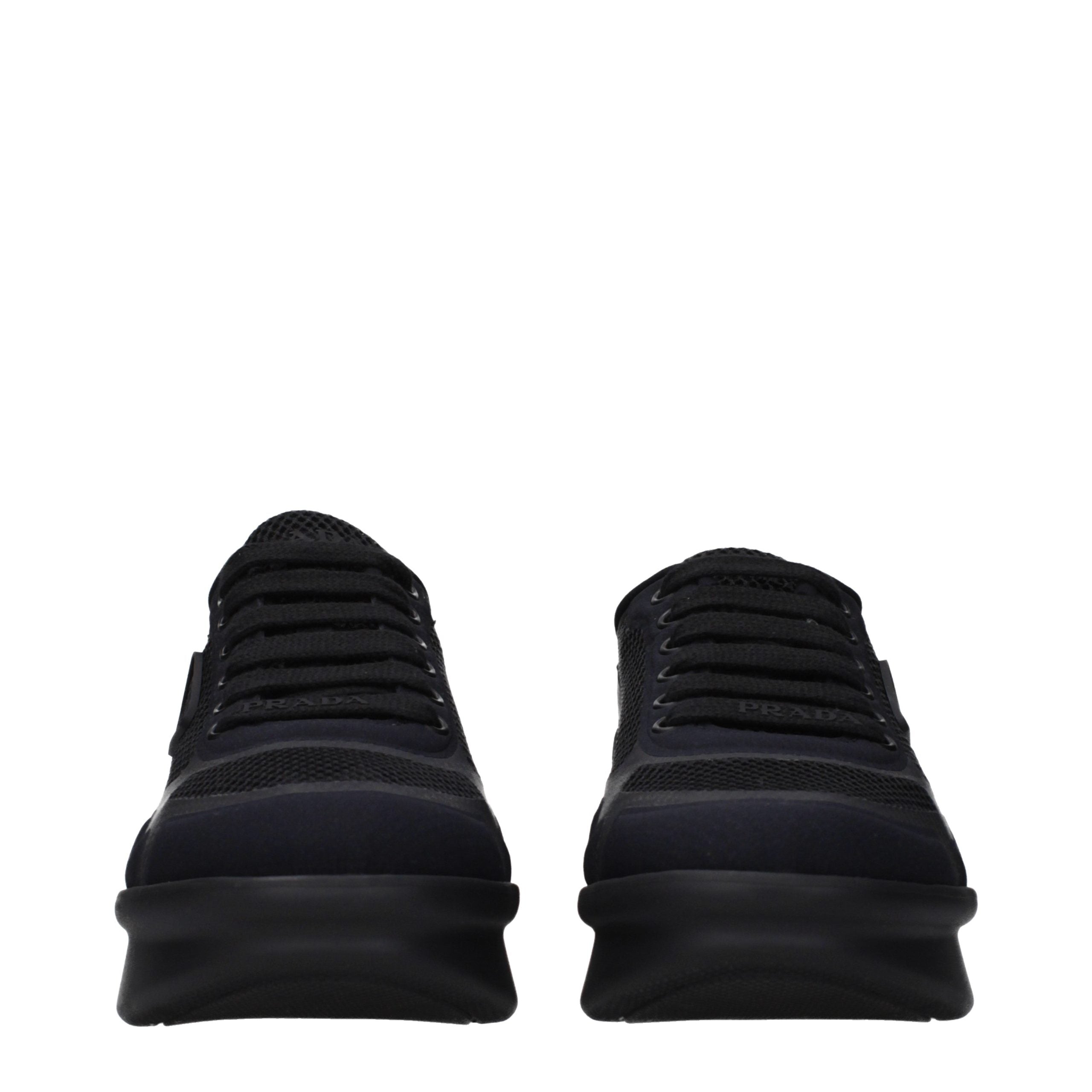 Prada Schwarze Stoff-Sneaker mit niedrigem Schaft