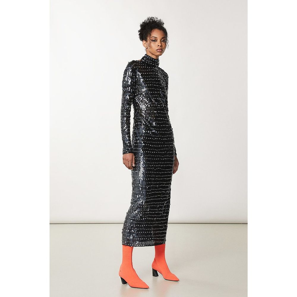 Patrizia Pepe Goldfarbenes Polyamid-Cocktailkleid