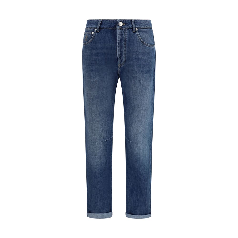 Brunello Cucinelli Blaue Jeans aus Baumwolle im geraden Schnitt