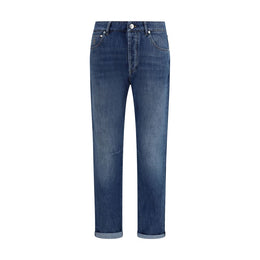 Brunello Cucinelli Blaue Jeans aus Baumwolle im geraden Schnitt