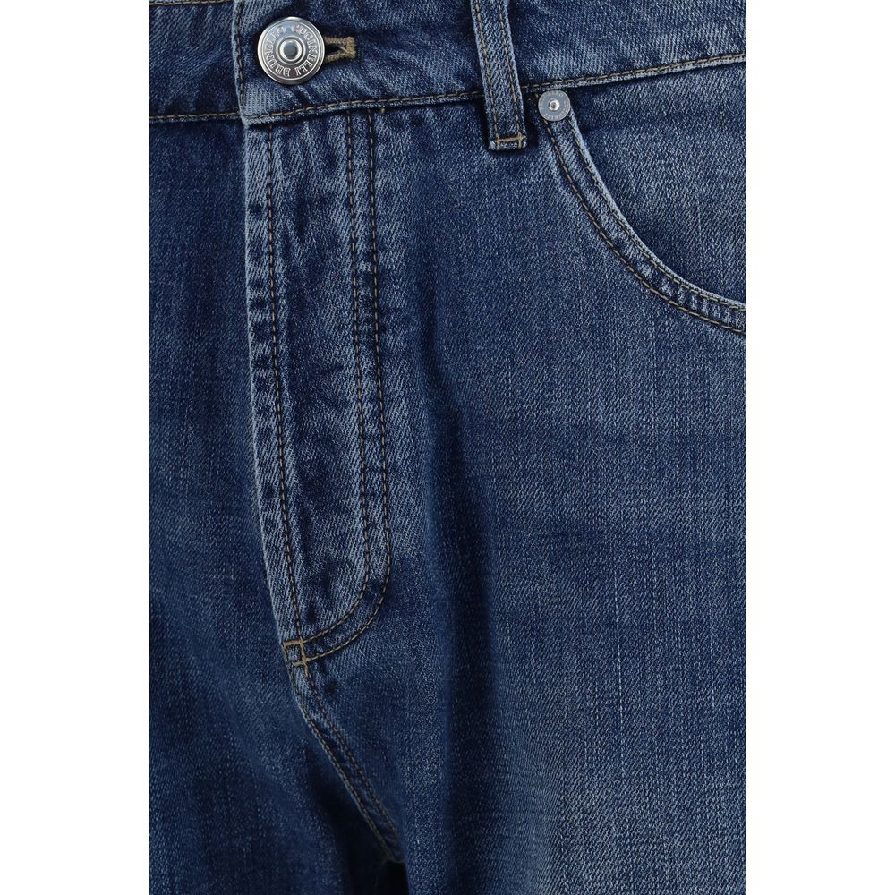 Brunello Cucinelli Blaue Jeans aus Baumwolle im geraden Schnitt