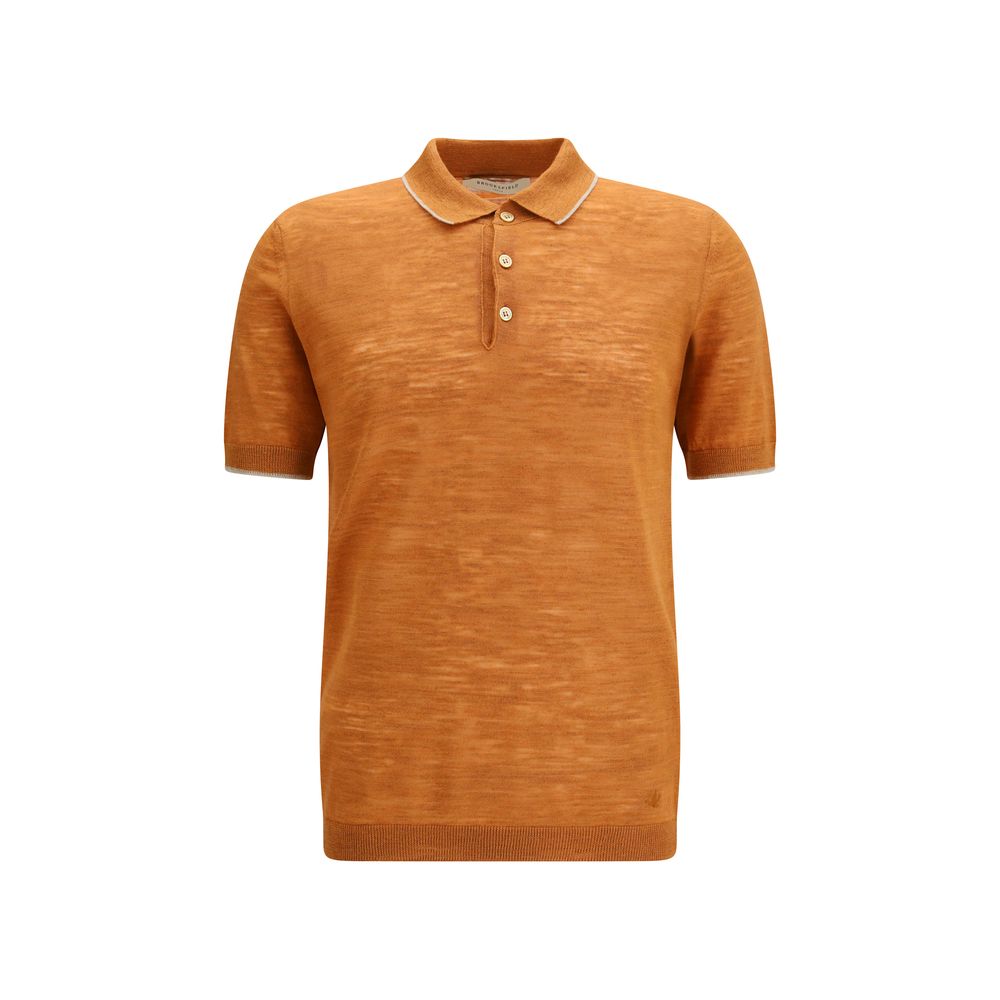 Brooksfield Orange Leinen Poloshirt