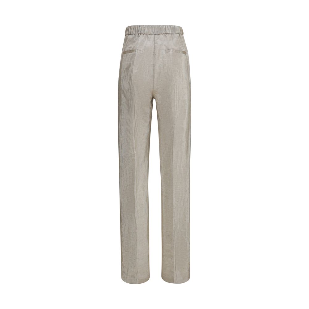 Forte_Forte Silberne Polyester-Schlaghosen